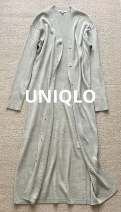 ユニクロ カーディガン ニットワンピース 美品 S ウール混 羽織り