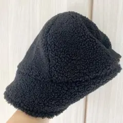 モコモコ！！黒 フリース バケットハット