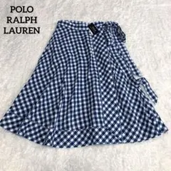 新品 ポロ ラルフローレン ギンガムチェック ラップ リネン ロング スカート POLO RALPH LAUREN（ポロ ラルフ ローレン）の「チェック リネン