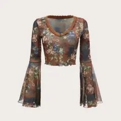 shein 花柄ブラウス　レース　90年代