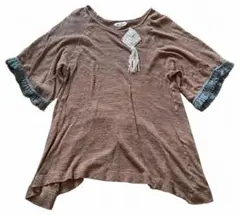 マザー　mother フリンジ付きブラウン半袖Tシャツのサムネイル