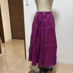 パープル フレアスカート ゴムウエスト