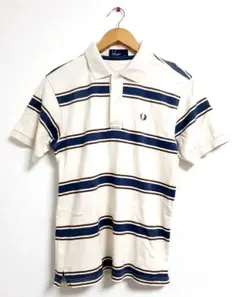 美品FRED PERRYフレッドペリー メンズXSサイズ ボーダー半袖ポロシャツ