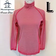 Munsingwear レディース　長袖シャツ　ゴルフシャツ　レッド　総柄　Lのサムネイル