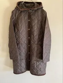 HUMAN WOMAN 軽量キルティングコートコーディロイ切替Mサイズ ブラウン