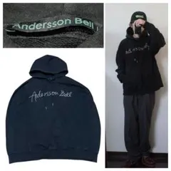 Andersson Bellパーカーブラック刺繍ロゴビッグシルエットのサムネイル