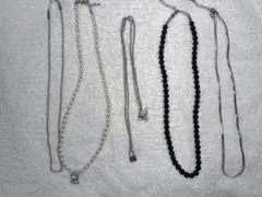 ネックレス 4点セット ブラックビーズ ロック モード系 韓国系 美品