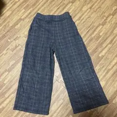グレー系チェック裏起毛ワイドパンツ