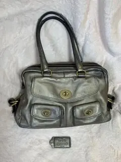 R*U様 COACH 12791 メタリック シルバー ハンドバック ポケット