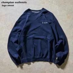 champion authentic刺繍ロゴスウェット古着ネイビー短丈L当時物