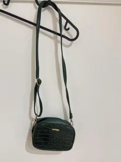 ダークグリーン クロコダイル風ショルダーバッグ