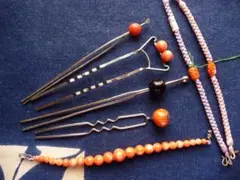 珊瑚　珊瑚風　和装小物　かんざし　羽織紐など　色々まとめ　※写真映り注意