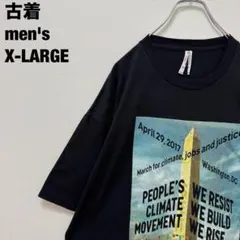 古着 気候運動 グラフィック Tシャツ ワシントンDC バックプリント 黒 XL