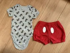 UNIQLO ミッキー　半袖ロンパース　ズボンセット