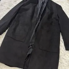 zara サイズ42 ブラック スウェード調 ノーカラーガウンコート