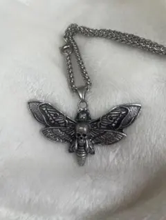 スカル 蛾 ネックレス シルバー ドクロ y2k