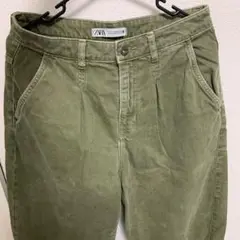 ZARA オリーブグリーン ワークパンツ