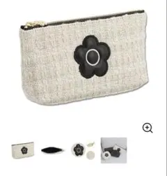 マリークワント パディングデイジーツイード舟型ペンケース（アイボリー）