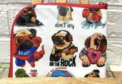 ハンドメイド　パグ柄のマルチポーチ