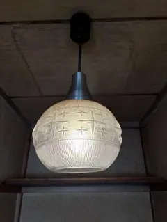 【昭和レトロ】ガラス ペンダントライト 星柄 カットガラス アンティーク 照明