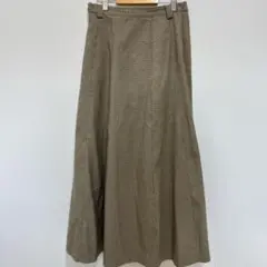 ブラウン チェック フレア ロングスカート 千鳥格子柄 スカート