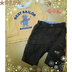 大幅値下中☆262☆マリンデザインのロンティー&ハーフパンツ２点セット♪ 80