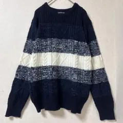 semantic design ケーブルニット セーター ネイビー　M トップスのサムネイル