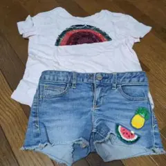 GAP デニムショートパンツとTシャツセット 100cm