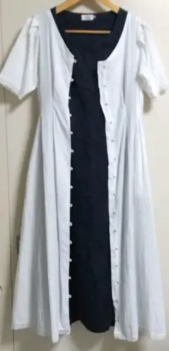 NICE CLAUP ロングワンピース 裾レース 白 羽織りとしても