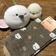 シマエナガ　フェイスマスコット　ソフビマスコット　くつ下