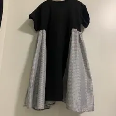 値下げ❣️黒と白のストライプ シャツワンピース 半袖
