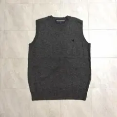 Flying Scotsman ニットベスト Ｖネック 刺繍 グレー 古着