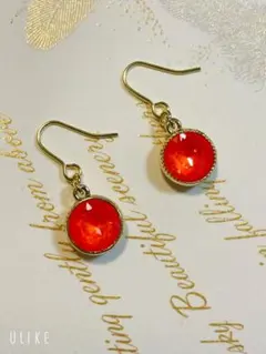 8㎜エレクトリックオレンジスワロフスキーの一粒ピアス