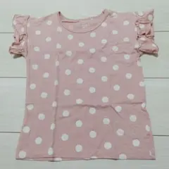 CLASSIC ドット柄 フリル袖 Tシャツ ピンク 120cmのサムネイル