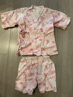 くろわっさんすべべ　甚平 ピンク 花柄 サイズ110