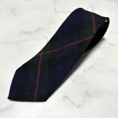 美品　the Scotch house ネクタイ　ウールタイ　チェック　グリーン