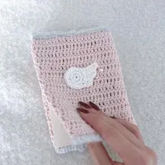 ブックカバー ブックケース 羽 パール 編み物 かぎ針編み ハンドメイド