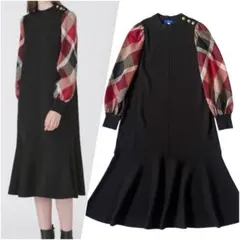 美品 ブルーレーベルクレストブリッジ ウールアクリルブレンドニットドレス 38