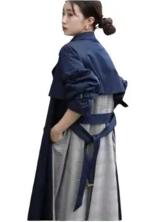 ブージュルード　ネイビー ダブルブレスト トレンチコート ロングコート　38