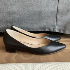 【DIANA】パンプス 22.5cm ブラック 3cmヒール ポインテッドトゥ
