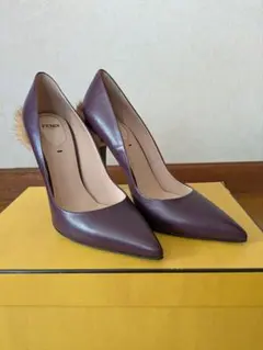 FENDI パープルファー付きハイヒールパンプス
