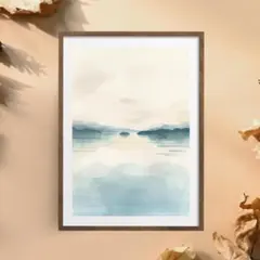 g3　静かな湖畔の風景画 アートポスター 癒しの水彩イラスト 北欧インテリア雑貨
