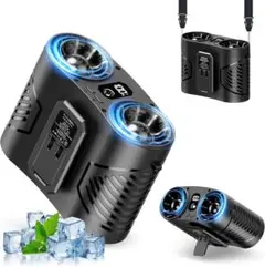 腰掛け扇風機 10000mAh ベルトファン 首掛け 卓上 5段階 ブラックのサムネイル