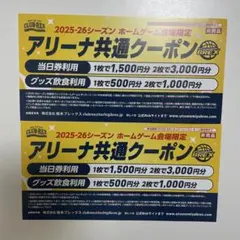 宇都宮ブレックス25-26シーズン ホームゲームアリーナ共通クーポン2枚セットのサムネイル