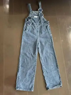 デニムサロペット フラワーモチーフ