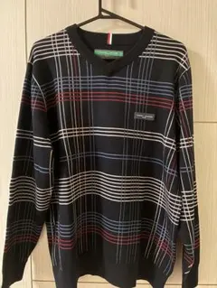 トミーネイビー チェック柄 セーター