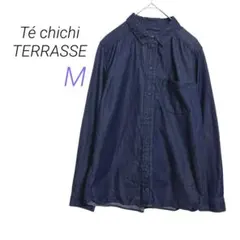 Té chichi TERRASSE【M】ネイビーコットン長袖シャツ 胸ポケットのサムネイル