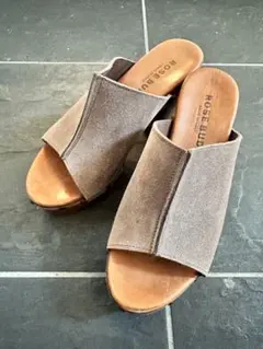 【美品】厚底サンダル ブラウン スエード 本革 ウッドソール ROSEBUD