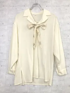 レトロ ニュートラ クラシカル ガーリー 古着 リボンタイ付き 長袖 ブラウス