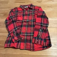 レッド・ブラックチェック長袖シャツ